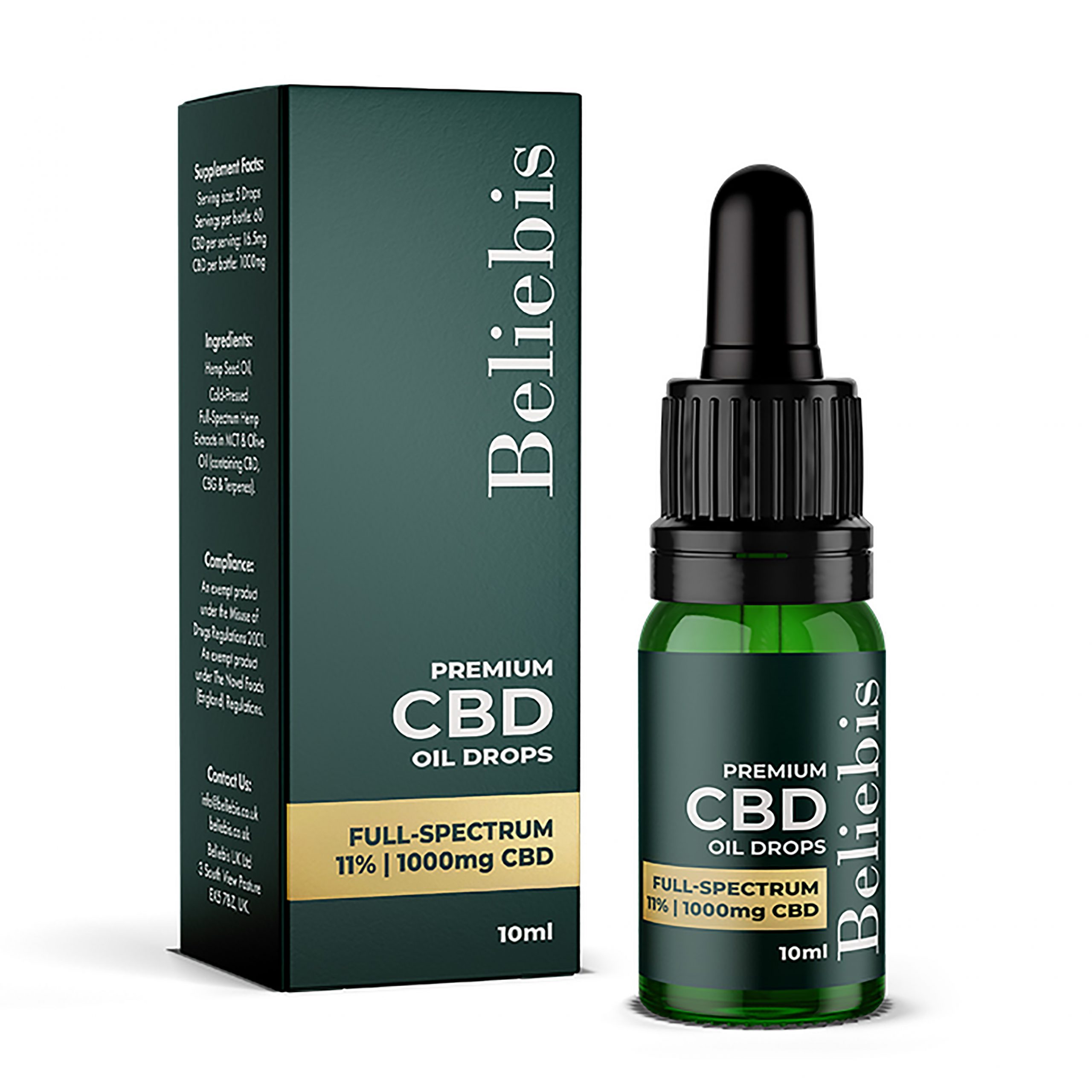 Beliebis: A green bottle of CBD Beliebis 