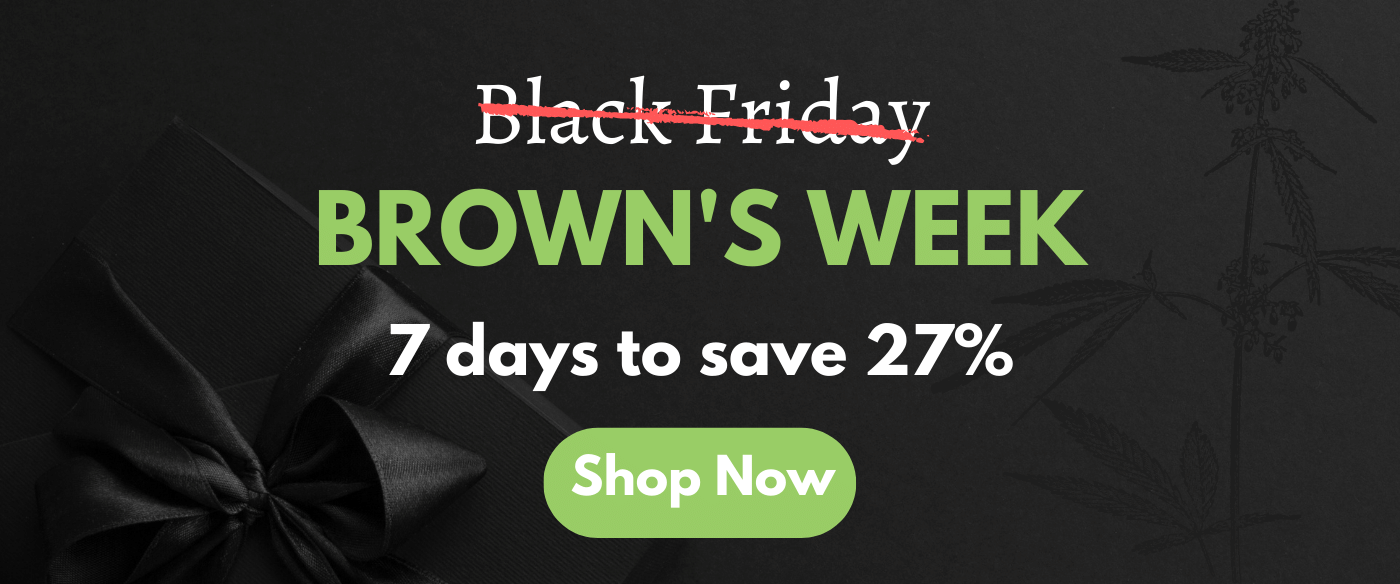 Discount: A banner advert for Brown's CBD